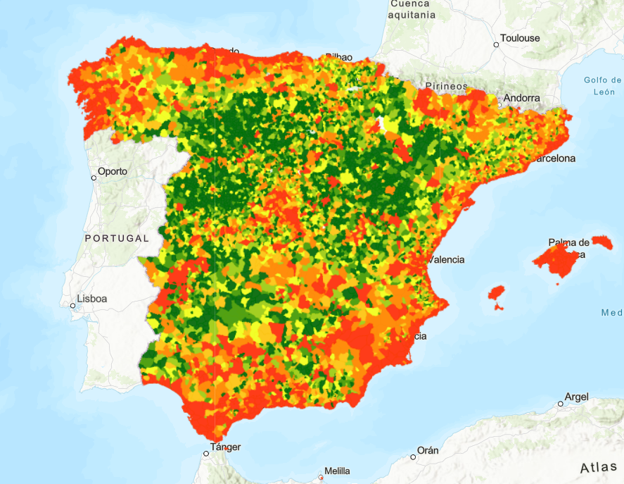 Mapa interactivo de vivendas turísticas do Instituto Nacional de Estatística