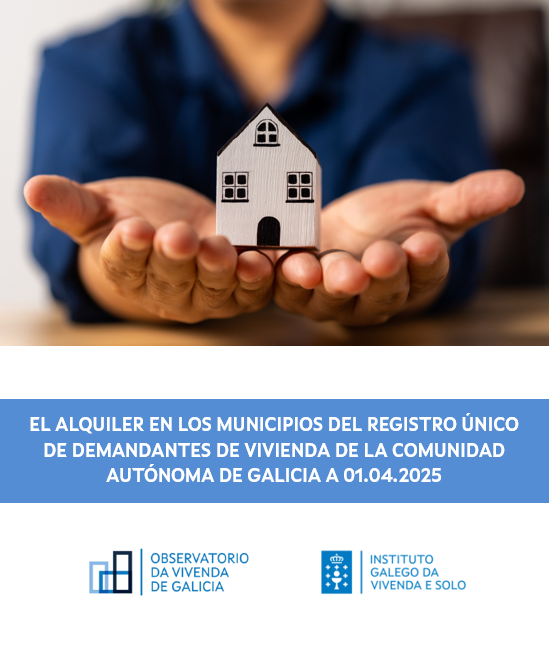 El alquiler en los municipios del Registro Único de Demandantes de Vivienda de la Comunidad Autónoma de Galicia a 01.04.2025