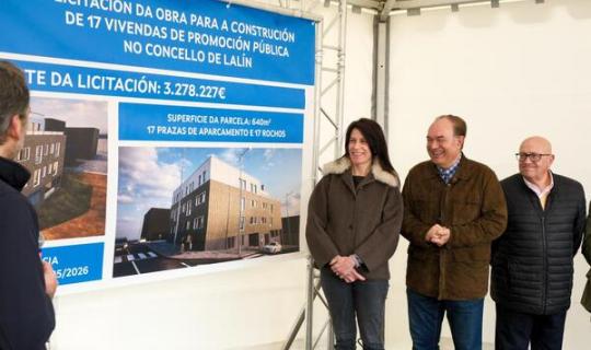 Allegue avanza a licitación por preto de 3,3 M€ da construción de 17 vivendas públicas en Lalín con financiación exclusiva de fondos da Xunta en solo cedido polo concello